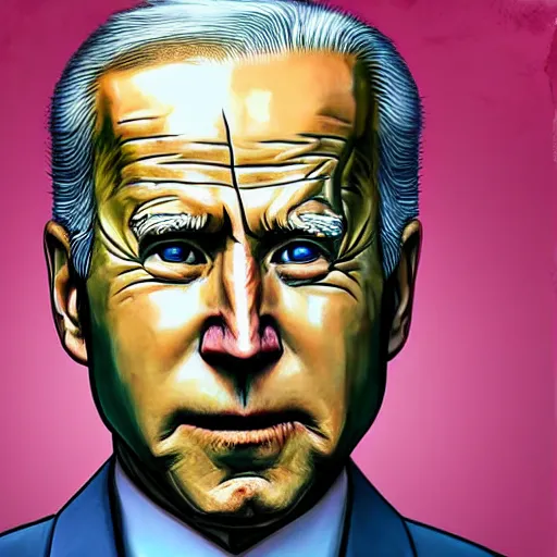 Image similar to a disco elysium portrait of Biden by Aleksander Rostov, highly detailed, symmetry