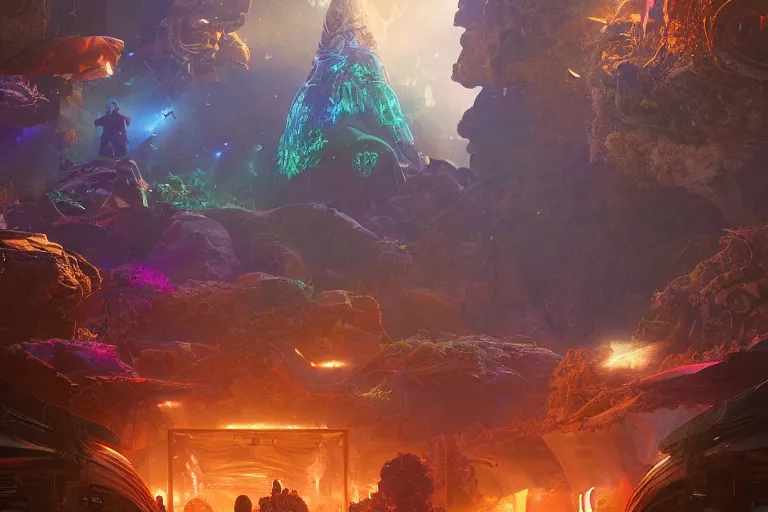 Prompt: a flyer design for a psytrance festival with no text, powerful, cinematic, beautifully lit, by craig mullins, by galan pang, 3 d, trending on artstation, octane render, 8 k