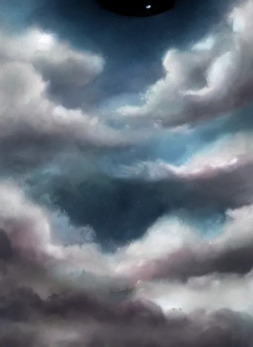 Image similar to a beautiful painting of a single eye in a cloudy sky, fantasy art, matte painting, beautiful colors