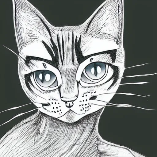 Prompt: a cat by junji ito, colored, realistic, horror