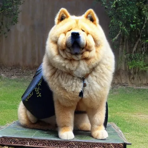 Image similar to a chow chow in samurai armour