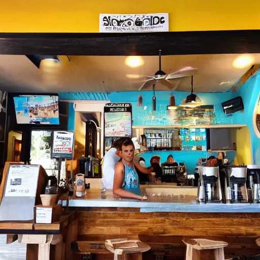 Prompt: island grind coffee, aruba.