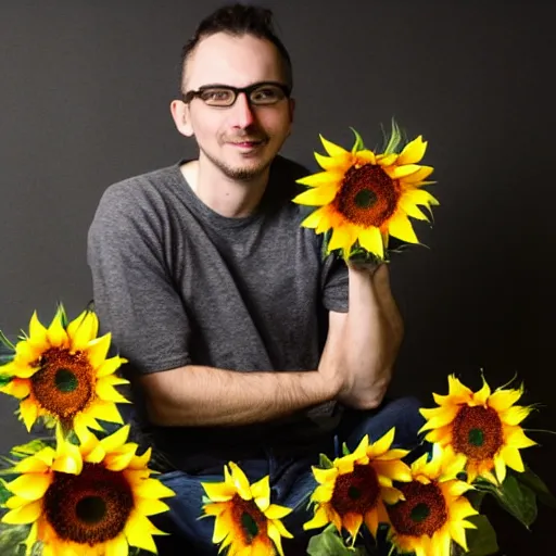 Image similar to artist and his sunflowers