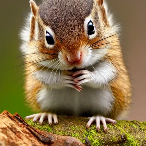 Image similar to very very very very cute chibi baby chipmunk, portrait, pixar style, forest background, cinematic lighting, award winning creature portrait photography