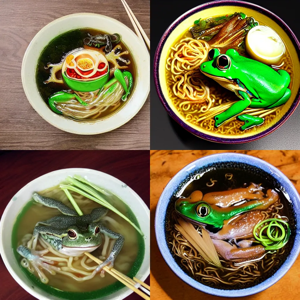 Prompt: frog ramen