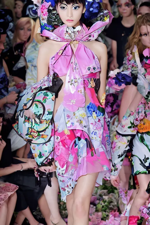 Prompt: sailor moon wearing floral valentino ss 2 0 1 5