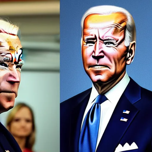 Image similar to joe biden suspiciously looking into the camera, portrait, magazine photograph, cnn, fox news, looking confused