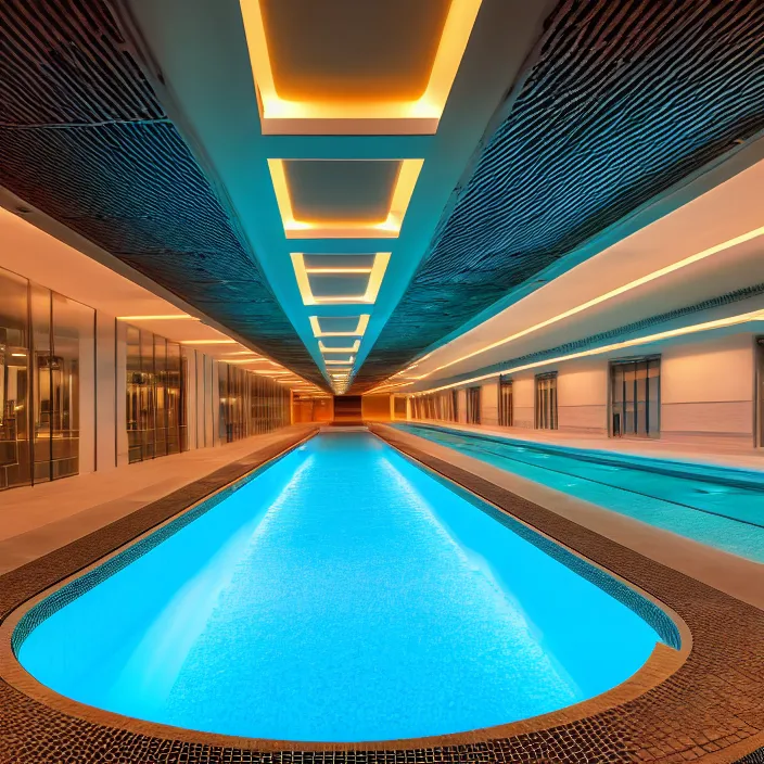 Image similar to photo of endless underground pool corridors highly detailed 8 k hdr smooth sharp focus high resolution award - winning photo