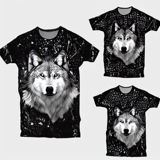 Prompt: wolf line art, graphic tees