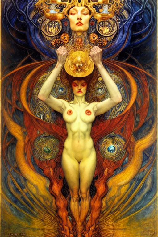 Image similar to Divine Chaos Engine by Karol Bak, Jean Delville, William Blake, Gustav Klimt, and Vincent Van Gogh, symbolist, visionary