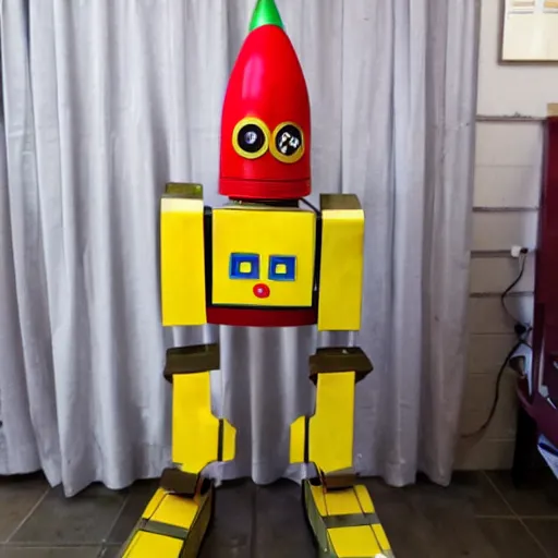 Image similar to photo of a rocket shaped robot man