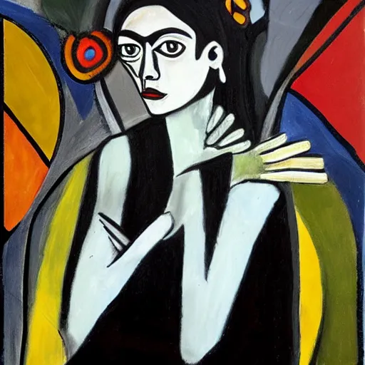 Image similar to paint guernica frida in a style of a kahlla