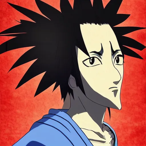 Image similar to 8k HDR hyperrealism portrait photo of Mugen from Samurai Champloo, Album art