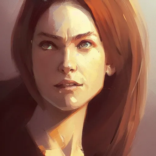 Prompt: portrait of a super friendly woman by greg rutkowski, he is about 2 9 years old, english, auburn shoulder length hair, brown eyes, cute face, highly detailed portrait, digital painting, artstation, concept art, smooth, sharp foccus ilustration, artstation hq