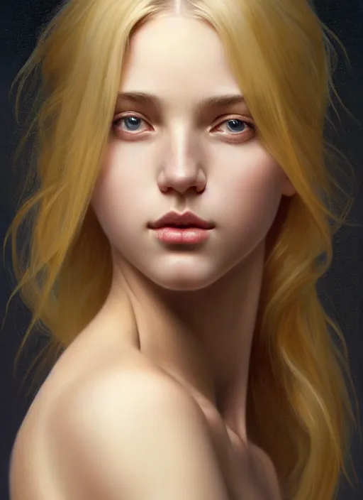 Prompt: symmetry!! portrait of young woman blessed with ever - increasing physical and mental perfection, slice - of - life, realism, blonde hair, perfect face!! intricate, elegant, highly detailed, holy perfection!! digital painting, artstation, concept art, smooth, sharp focus, illustration, humanity, art by artgerm and greg rutkowski and alphonse mucha