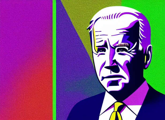 Image similar to Portrait of Joe Biden, colorful,modern art deco, risograph,Mads Berg, Karolis Strautniekas, stippled light, editorial illustration, detailed, matte print