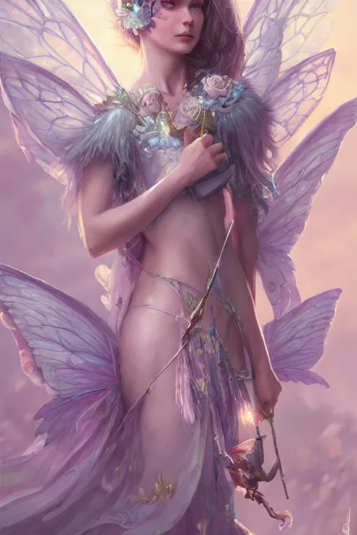 Image similar to fairy princess, highly detailed, d & d, fantasy, highly detailed, digital painting, trending on artstation, concept art, sharp focus, illustration, art by artgerm and greg rutkowski and fuji choko and viktoria gavrilenko and hoang lap