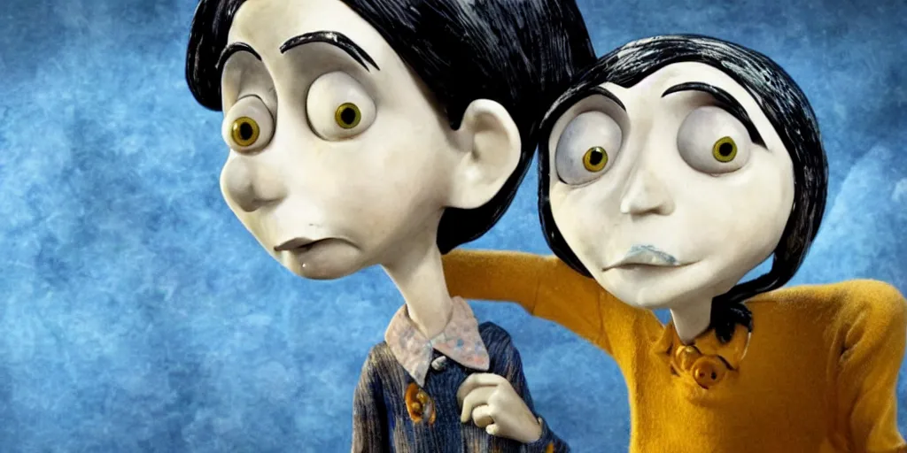 Image similar to the'other mother'from'coraline ', full body, pose, stop frame animation, full figured, detailed, realistic, neil gainman,