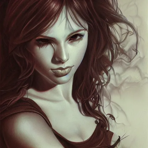 Image similar to pencil art, detailed portrait of anime girl, intricate, hyper detailed, realistic, oil painting, by julie bell, frank frazetta, cinematic lighting