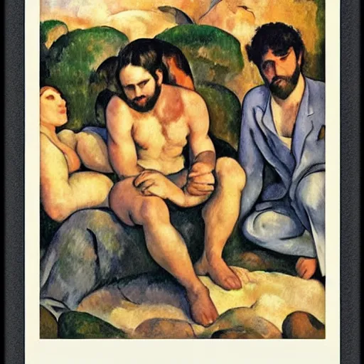 Image similar to soft layerd large shoal circle fossa rock album cover attache oasis, by paul cezanne and joe jusko and edouard manet, groovy, lowbrow, chiaroscuro