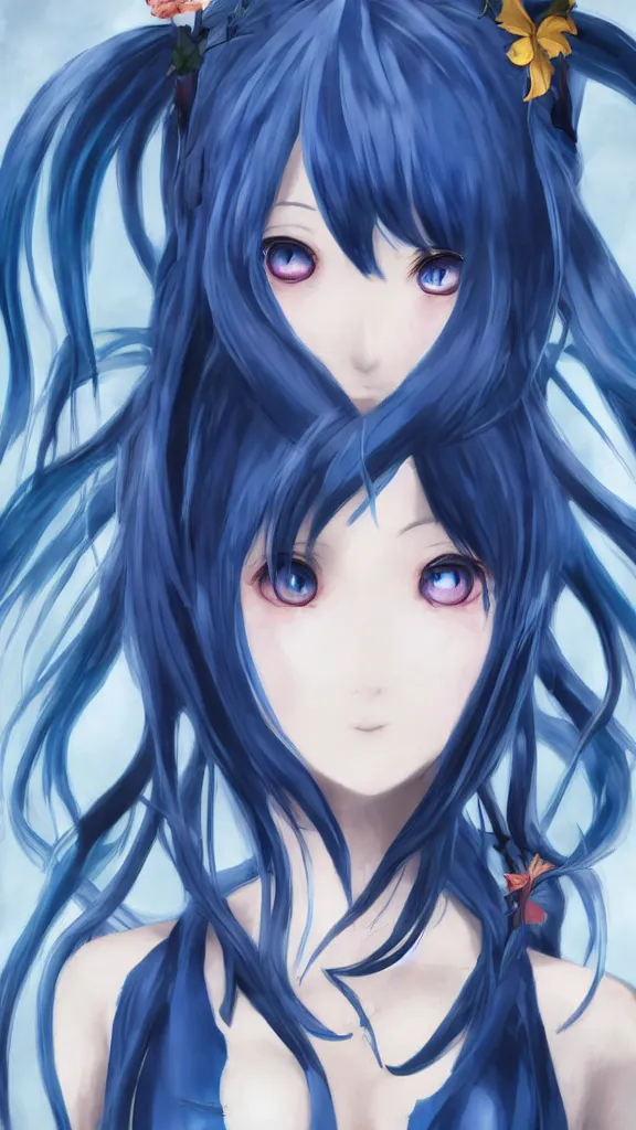 anime girl with dark blue hair tumblr