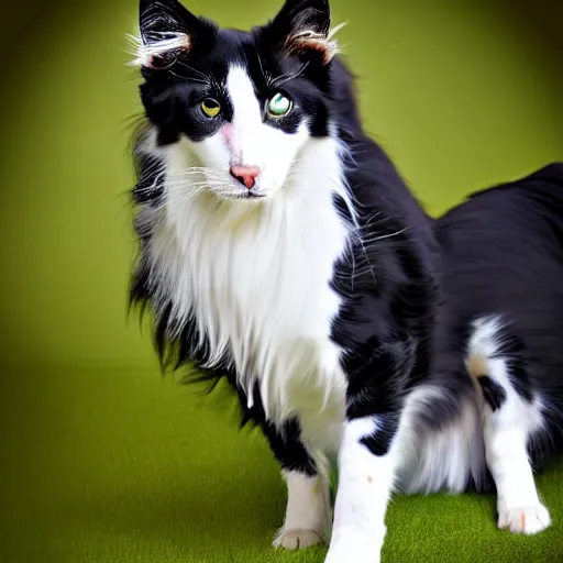 Image similar to a feline collie - cat - hybrid, animal photography