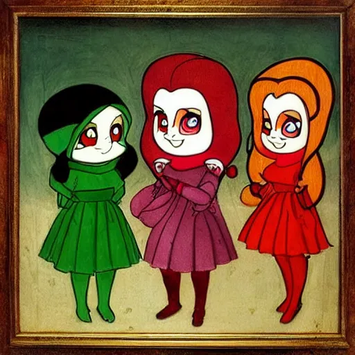 Image similar to Leonardo da Vinci portrait of The Powerpuff Girls