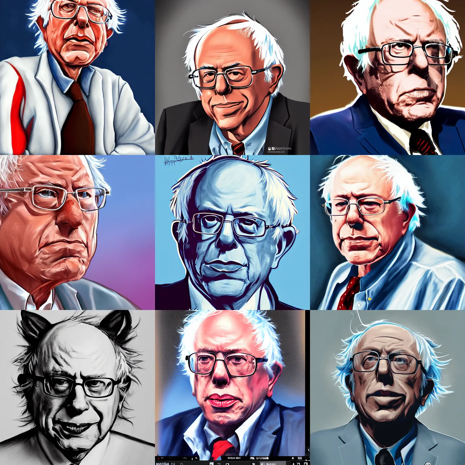 Prompt: portrait of bernie sanders as his fursona painted by gas, trending on artstation, deviantart, highly detailed, controversial