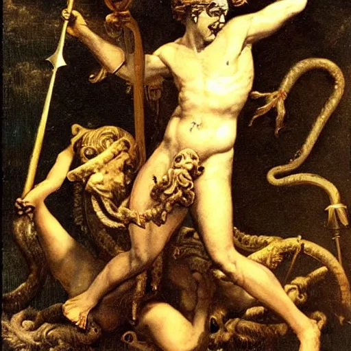 Image similar to dead perseus against medusa