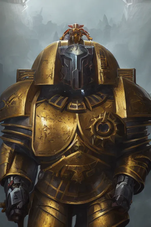 Image similar to armor portrait heros warhammer 4 0 k horus heresy fanart - the primarchs emperor by johannes helgeson animated with vfx concept artist & illustrator global illumination ray tracing hdr fanart arstation zbrush central hardmesh 8 k octane renderer comics stylized