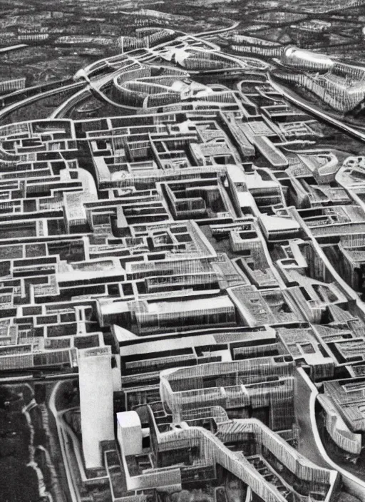 Image similar to brutalist garden city by Denys Lasdun