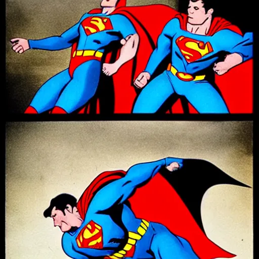 Image similar to superman giving birth to batman