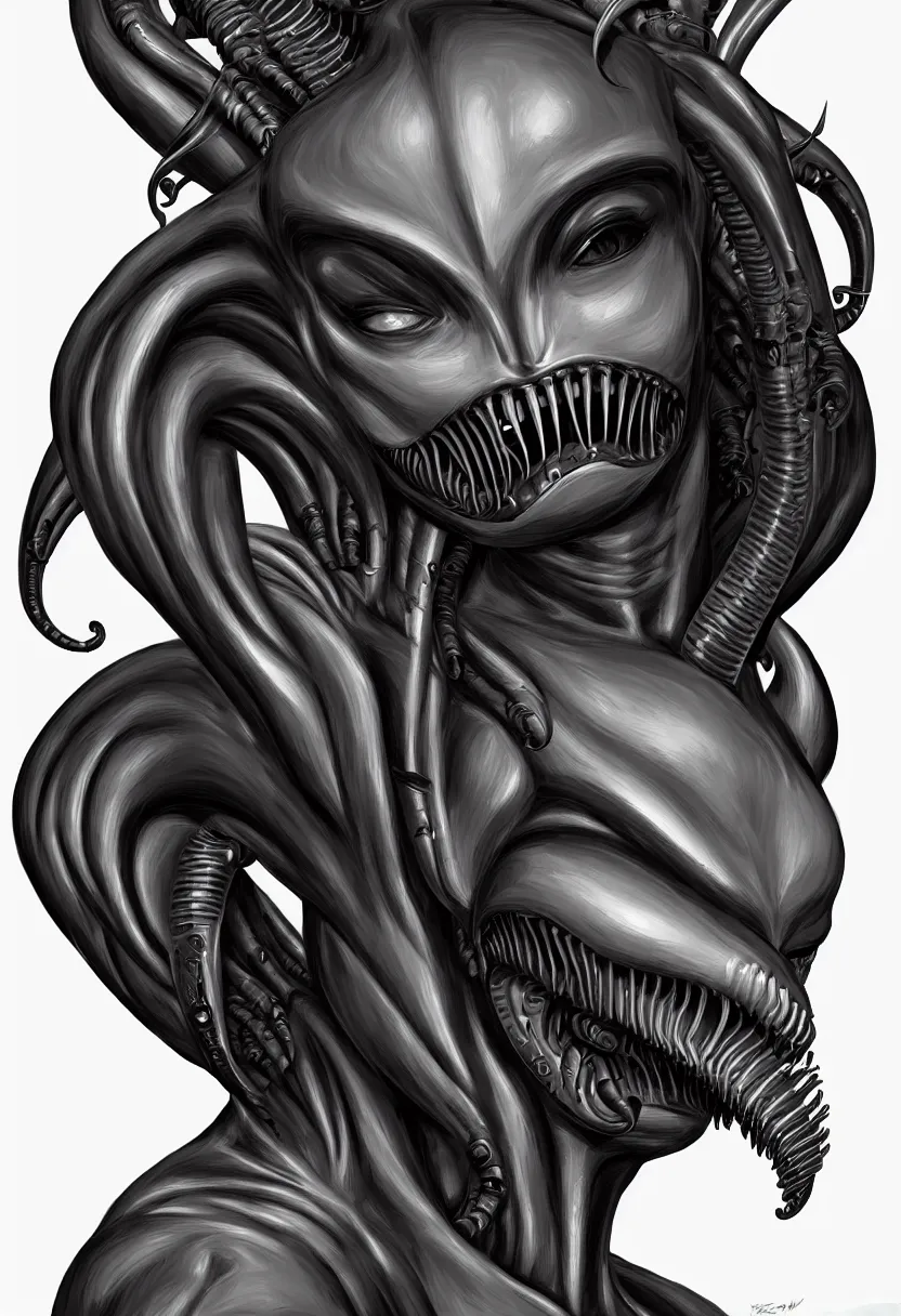 Prompt: beautiful symmetrical xenomorph female face, aesthetic art, 8 k, high details, digital painting, concept art, matte painting, art by arstation and mimmo rottela, pixels art by paul robertson