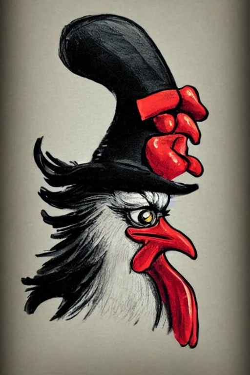Prompt: portrait of a rooster, with top hat!!! and monocle!!!, in the style of jojo bizarre adventure
