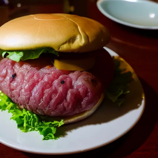 Image similar to real-life blobfish in a burger, extremely detailed, 8k resolution, high detail