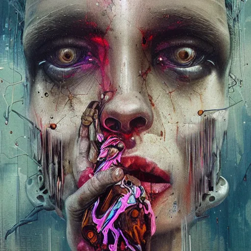 Prompt: portrait of Slade, cameras, melting ,8k,by tristan eaton,Stanley Artgermm,Tom Bagshaw,Greg Rutkowski,Carne Griffiths, Ayami Kojima, Beksinski, Giger,trending on DeviantArt,face enhance,hyper detailed,minimalist,cybernetic, android, blade runner,full of colour W 1024