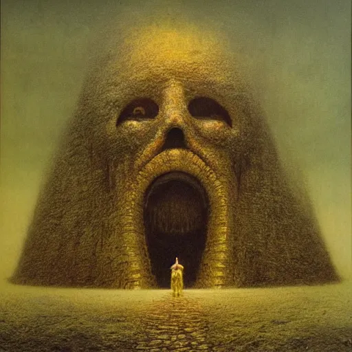 Image similar to lord of the ring mumakil concept, beksinski