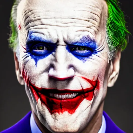 Prompt: the Joker as Joe Biden, AP photography, 4k, portrait