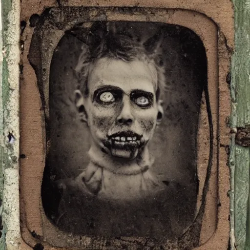Image similar to tintype of a mangled zombie