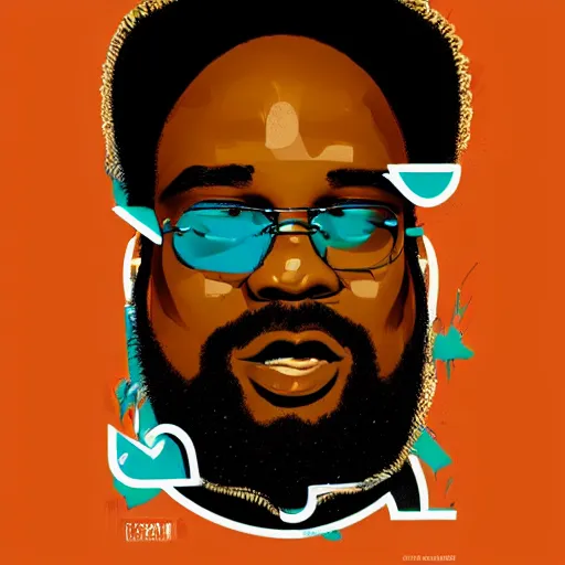 Prompt: Rick Ross wingstop ad by Sachin Teng, asymmetrical, Matte Painting ,paint pour smoke, geometric shapes, marijuana, hard edges, energetic, graffiti, street art:2 Masterpiece, high detail, by Sachin Teng:4