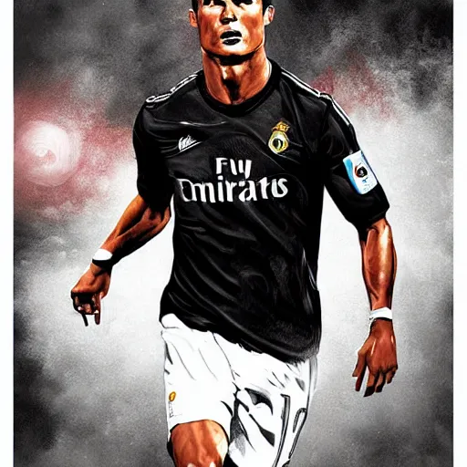 Image similar to cristiano ronaldo, poster artwork, detailed art by mark brooks