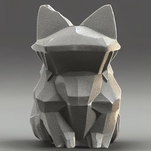 Image similar to low poly cute cat sculpted with granite, crystals