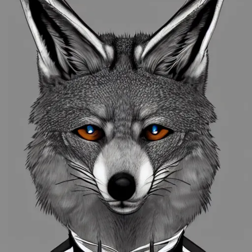 Image similar to old greyfox handsome man with high collar fantasy, symmetrical beautiful, portrait, painting, trending on artstation