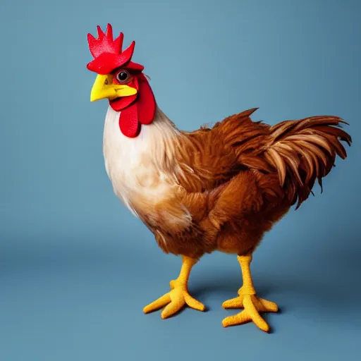 Image similar to a high quality photo of a chicken wearing a suit, 8k, Greg Rutkowsky