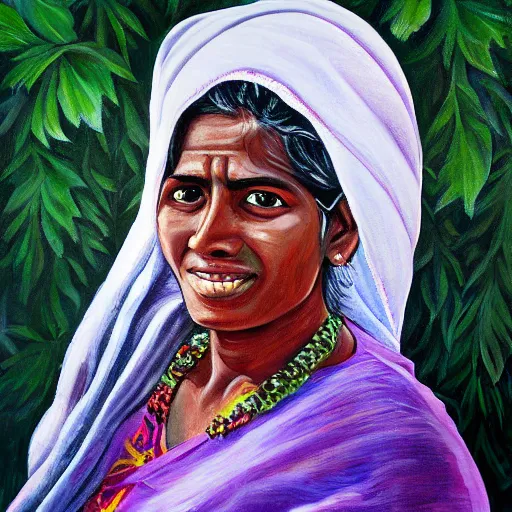 Prompt: sri lankan woman portrait, painting by aaron griffin,