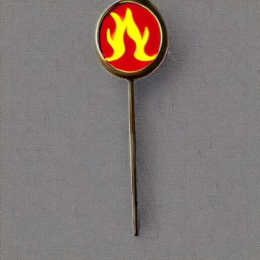 Image similar to a photo of a retro 1 9 7 0 s minimalistic clean fire warning enamel pin, studio lighting, behance