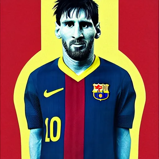 Image similar to a portrait of lionel messi in a scenic environment by tomma abts