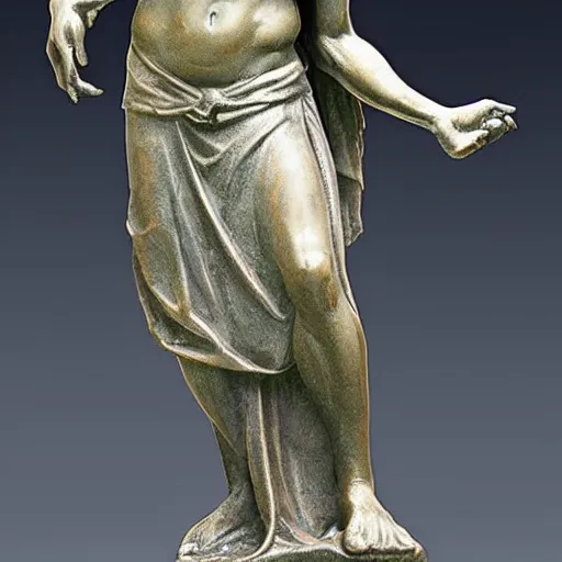 Image similar to Une statue monumentale en plein-pied de Gandalf, contrapposto, bronze poli, fonte à la cire perdue, Musée du Louvre catalog