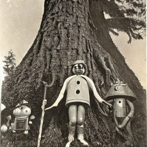 Image similar to A vintage photograph of a real fantasy giant holding a tree as a mace W- 768