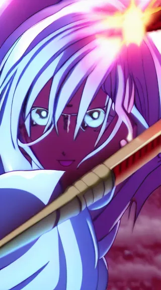 Image similar to Anime Screenshot of a Baiken unsheathing her sword at night, strong blue rimlit, visual-key, anime illustration in the style of Gainax
